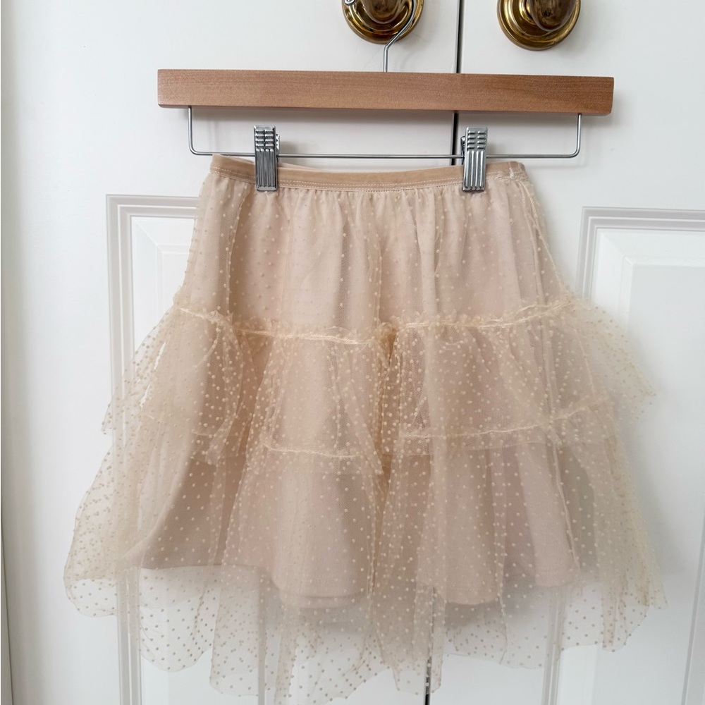 Zara Girls Cream Tulle Mesh Polka Dot Skirt Size 9-10